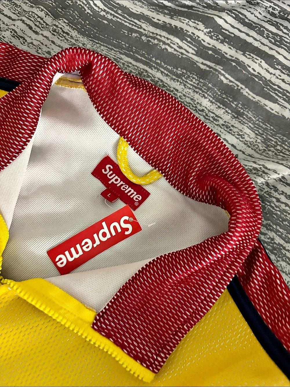 Supreme Velour Mesh Track Jacket Yellow & Red Color Block Set - Picture 2 of 4